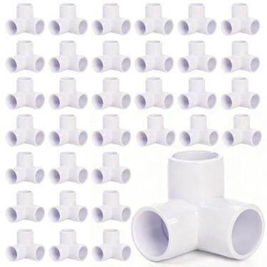 Imagem de Covzoe Pacote com 32 acessórios de PVC de 3 vias, 1/5.1 cm, conectores de tubo de cotovelo de grau para móveis resistentes, estrutura de suporte de jardim de prateleira faça você mesmo, estrutura de