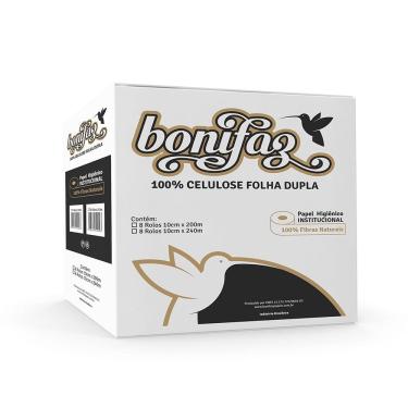 Imagem de Papel Higiênico Rolão 100% Celulose F. dupla Bonifaz 8 rolos de 200m