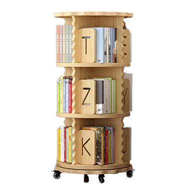 Imagem de AKALNNB Estante rotativa de madeira maciça, estante para casa, com rodas, letras de renda, 2/3/4/5/6 camadas