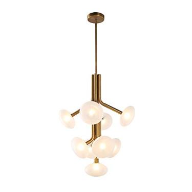 Imagem de BUUQSGKV Lustre dourado moderno pendurado no teto luminária pendente ajustável para quarto quarto, lustre mágico-bronze