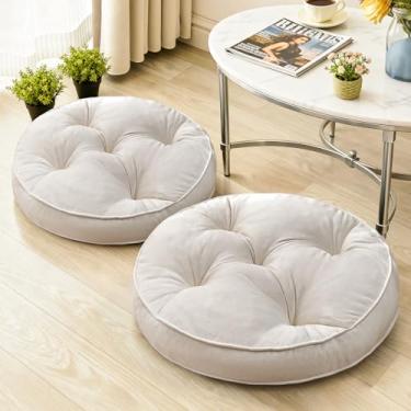 Imagem de 1 MIDDLE ONE Conjunto de 2 travesseiros de chão, almofadas de meditação de espuma de memória, almofadas de chão para adultos sentados, almofadas de assento redondas grandes para ioga, sala de estar