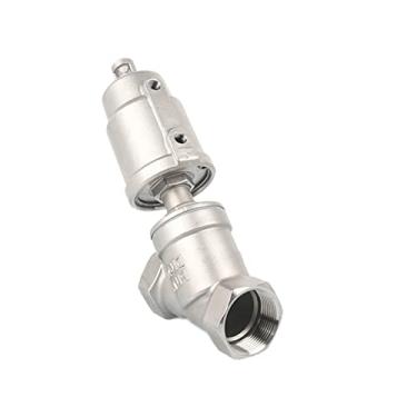 Imagem de Válvula de assento angular de atuador pneumático de aço inoxidável DN32 Válvula de assento pneumática 16 bar para vapor, gasóleo, normalmente fechada, 1 peça (ação única)