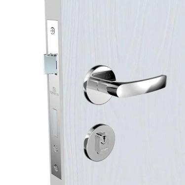 Imagem de Fechadura Pali Reta Externa Roseta Redonda Cromada 55mm ROS38 (55X70 P