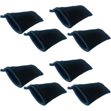Imagem de Yenux Bolsa de cordão de malha de nylon, 8 peças, bolsa de armazenamento para joias, chave, viagem, batom, organização cosmética -15 x 10 cm, Preto, Small, Tendência