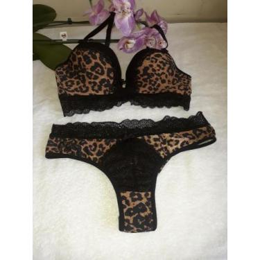 Imagem de Conjunto Calcinha e sutiã animal print, modelo onça - Vitoria Lingerie