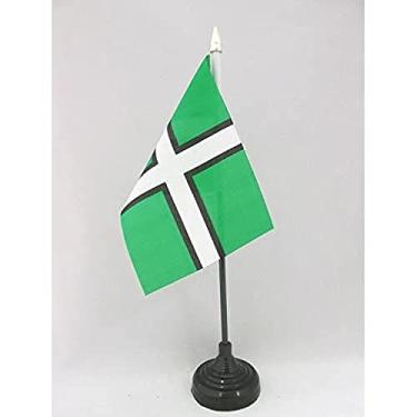 Imagem de Bandeira de mesa do condado de Devon 10 cm x 15 cm - Condado de Devon - Bandeira de mesa da Inglaterra 15 x 10 cm - topo de lança dourada - AZ FLAG
