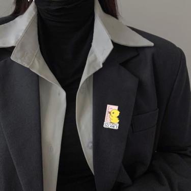 Imagem de Broche de pato amarelo fofo para mulheres desenhos animados animais esmaltados botões novidade criativo Life Is Short so Am I Letters Alfinetes de lapela jaqueta acessórios roupas chapéu bolsas crachá