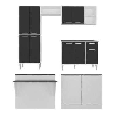 Imagem de Cozinha Completa C/ Bancada Siena Multimóveis Branca/preta - MULTIMOVE