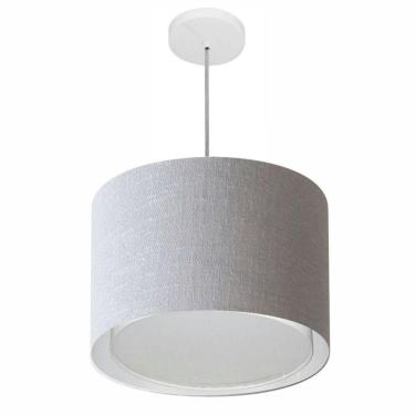 Imagem de Lustre Pendente Cilíndrico Duplo Md-4292 Cúpula Em Tecido 40x30cm Rustico Cinza - Bivolt