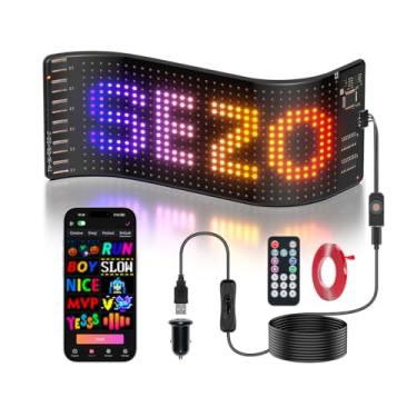 Imagem de SEZO Luz Devil Eyes Light, 17,8 cm x 7,6 cm Olhos de LED programáveis para para-brisa de carro - Painel de matriz LED alimentado por USB, controle remoto/aplicativo, para negócios, carro, caminhão