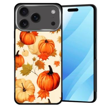 Imagem de BFUKVOU Capa para iPhone 17 Pro, capa rígida de policarbonato + TPU macio, antiderrapante, ultrafina, à prova de choque, para iPhone 17 Pro de 6,3 polegadas 2025, folha de bordo de abóbora vermelha