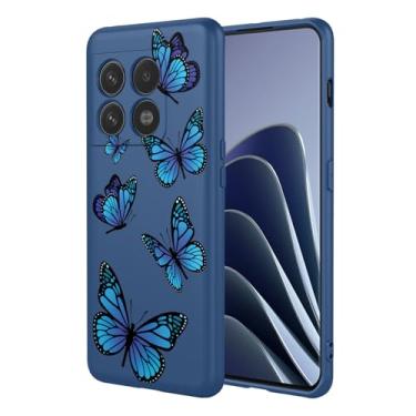 Imagem de HTXWXJC Capa de telefone para OnePlus 10 Pro, NE2210 NE2211 capa à prova de choque flexível bumper TPU capa macia padrão borboleta capa de telefone para OnePlus 10 Pro borboleta azul