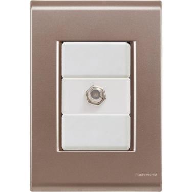 Imagem de Cj Tomada Conexão Tv Sat Coaxial Liz Ouro Velho Tramontina Completo Pronto Tramontina