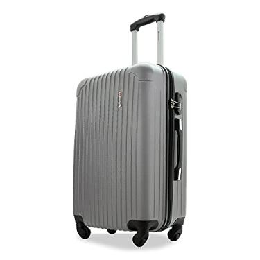 Imagem de Mala De Viagem Grande 32Kg Para Despachar Rodas 360 Giratória De Material ABS Fibra Rígida Leve Tamanho G Resistente (Cinza A2G)