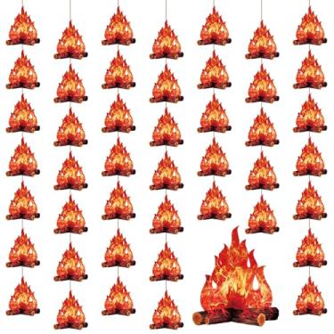 Imagem de Pajean 8 peças de decorações de festa de aniversário de fogo, guirlanda de chamas, faixa de bombeiro, caminhão, teto, serpentinas para pendurar no teto, recortes para decoração de parede de chá de