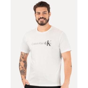 Imagem de Camiseta Calvin Klein Jeans Masculina Re Issue Logo Frontal Branca-Masculino