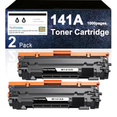 Imagem de Cartucho de toner 141A com chip preto, pacote com 2 unidades de substituição de alto rendimento para HP 141A W1410A Cateridges de toner compatível com LaserJet M110w MFP M139w M140w Tinta de