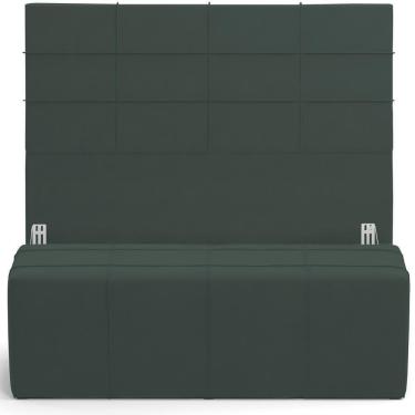 Imagem de Kit Cabeceira Cama Box Queen 160cm Com Calçadeira Roma W01 Suede Verde Musgo - Lyam