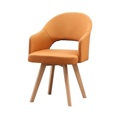 Imagem de HGTRH Cadeiras giratórias modernas, cadeiras de jantar de meados do século com apoio de braço e pernas de madeira maciça preta para escritório em casa, cozinha, C, 1 peça