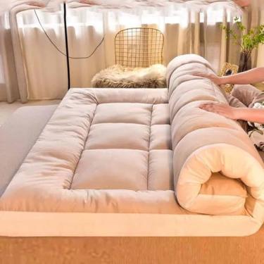 Imagem de Yadlan Colchão de chão, colchão de futão dobrável enrolável, colchão de tatami grosso japonês, antiderrapante e respirável, para quarto em casa Light Grey 120 x 190 cm