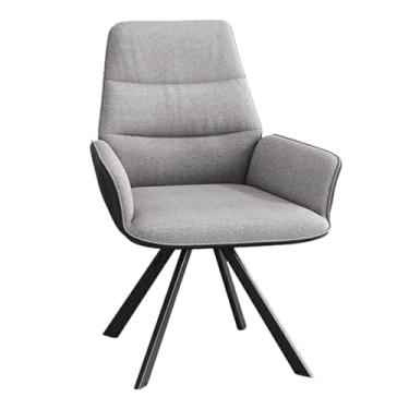 Imagem de HGTRH Cadeiras de jantar giratórias, cadeira de cozinha estofada com encosto e apoio de braço algodão linho couro pana pernas de aço carbono capacidade de peso 299 kg cinza claro 1 peça