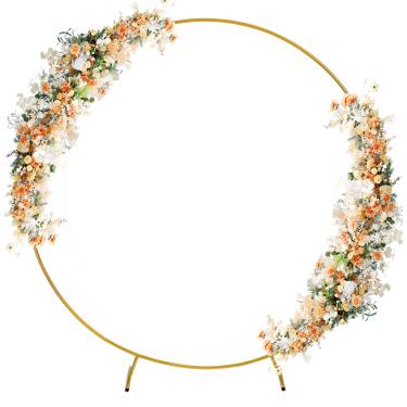 Imagem de Liacere Suporte de pano de fundo redondo de 2,2 m, suporte de arco de balão estável, suporte de fundo de arco de casamento de metal para casamento, festa de aniversário, decoração de chá de bebê