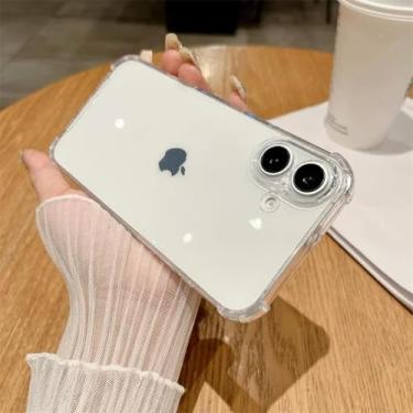 Imagem de HTVJFX Capa de silicone macia de luxo para iPhone 16Pro Max, proteção à prova de choque, capa traseira transparente (para iPhone 16Pro Max/transparente)