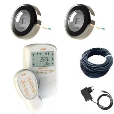 Imagem de Kit 2 Led Refletor Iluminação Piscina Rgb 6w Cabo 20m Tholz