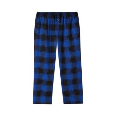 Imagem de Calças De Pijama Masculinas Em Flanela Xadrez Outono Inverno Casuais C