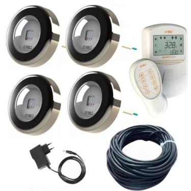 Imagem de Kit 4 Led Refletor Iluminação Piscina Rgb 6w Cabo 20m Tholz