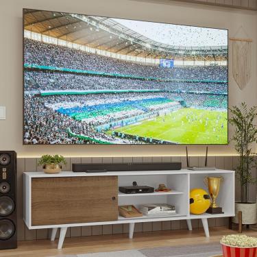 Imagem de Rack para TV até 80 Polegadas 160cm Branco/Rustic com Pés Branco Torino Madesa