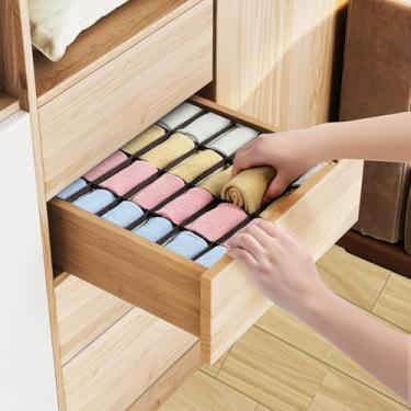 Imagem de Organizador de roupas íntimas/meias com 24 células, caixas de armazenamento dobráveis para armário, organizador de gavetas, para roupas íntimas, meias, sutiã, lenços, gravatas, cintos