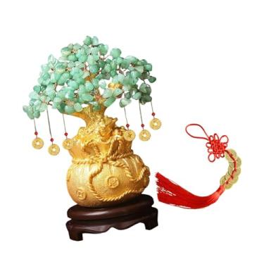 Imagem de FLCPJGV Bonsai Árvore da Fortuna Feng Shui com Moeda de Decorativa para Sala de Estar, Casa ou Loja, M