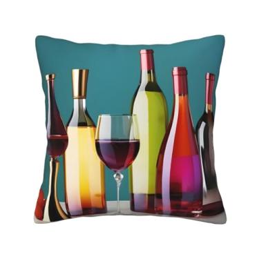 Imagem de XLLingL Capa de almofada quadrada com estampa de copos de coquetel e vinho para sofá, cama, quarto, sala de estar, capas de almofada para decoração de casa de fazenda