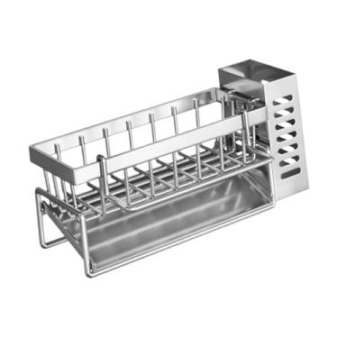Imagem de MotiveTech Organizador de ralo de pia de cozinha com suporte para esponja, à ferrugem, multifuncional, robusto, com suporte para pauzinhos e