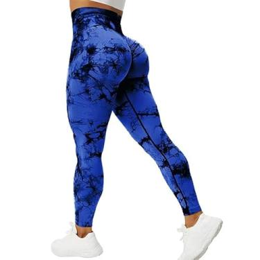 Imagem de tincolia Meia-calça feminina de ioga moderna tie dye, sem costura, alta elasticidade, controle de barriga, calça de corrida - 14-M