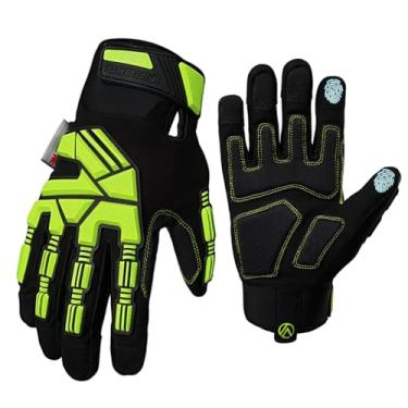 Imagem de INPAKO Luvas de trabalho de inverno antivibração masculinas TPR redução de impacto luvas mecânicas resistentes luvas de trabalho de segurança acolchoadas com palma