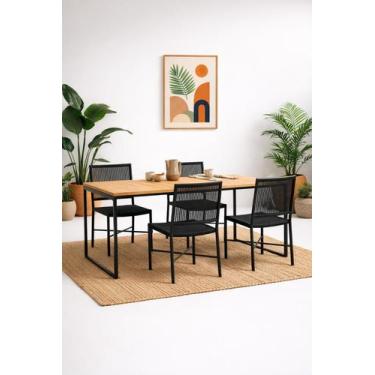 Imagem de Kit Mesa Jantar 4 Cadeira Preta Cozinha Gourmet Varanda