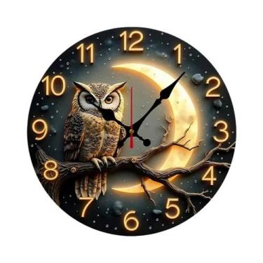 Imagem de Relógio De Parede Redondo De Madeira Silencioso Com Design De Luz Da L