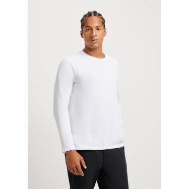 Imagem de Camiseta Básica Masculina Manga Longa World, G, Branco