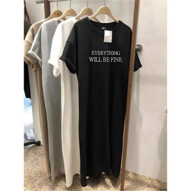 Imagem de Vestido Feminino plus Size De Verão Fino Com Manga Curta, Gola Redonda