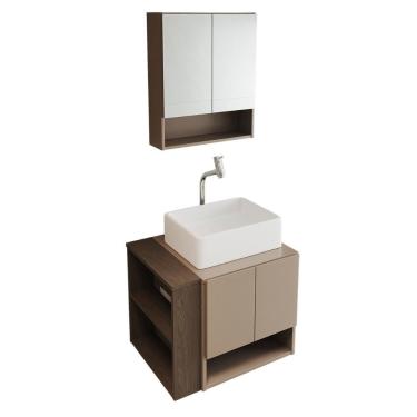 Imagem de Gabinete Troia Espelheira Cuba Raffinata Branca E Papeleira Fendi-carvalho