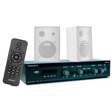 Imagem de COMP Kit Som Ambiente Bluetooth Frahm Slim 1600 + 2 Caixas Ps200 Branc