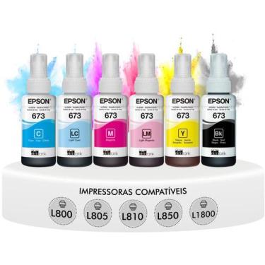 Imagem de Kit Garrafas Tinta Com 6 Refis Original Epson T673 Ecotank 6 Cores Com