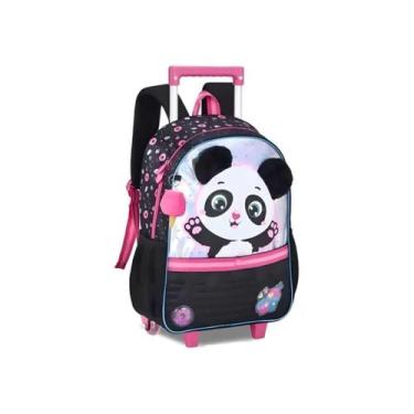 Imagem de Mochila Escolar Infantil de Rodinhas Pandinha Clio Preto