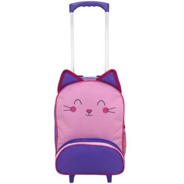 Imagem de Mochila Infantil Rodinhas Gato Rosa Escolar Menina 12L DLui