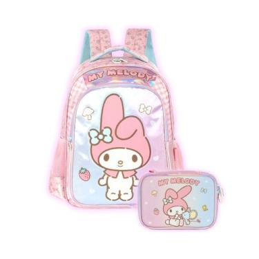 Imagem de Kit Mochila My Melody Costas E Estojo Box Infantil Meninas Cor:Rosa - 