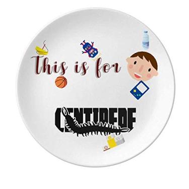 Imagem de Prato de porcelana com tema de insetos, machucados e animais com centopeia, prato redondo para meninos