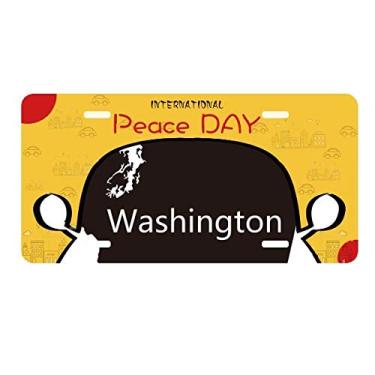 Imagem de DIYthinker Washington Placa de carro com mapa dos Estados Unidos