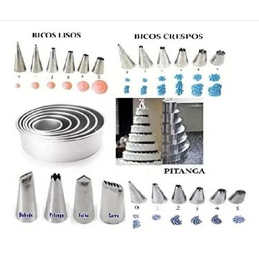 Imagem de 6 Formas Para Bolo Redondas Altas 10cm + Bicos Bolo 24 Peças